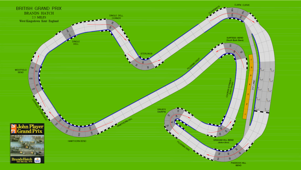 Brands Hatch map for Speed Circuit board game.